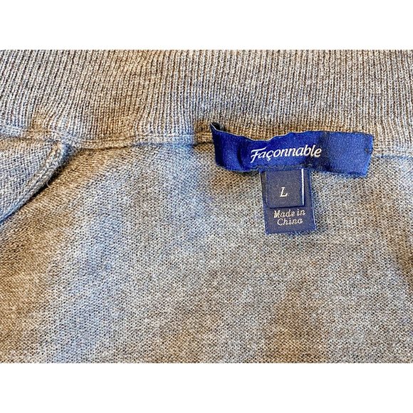 100% Soft Thin Wool Gray Turtleneck Knit 1/4 Zip Sweater - Picture 6 of 7